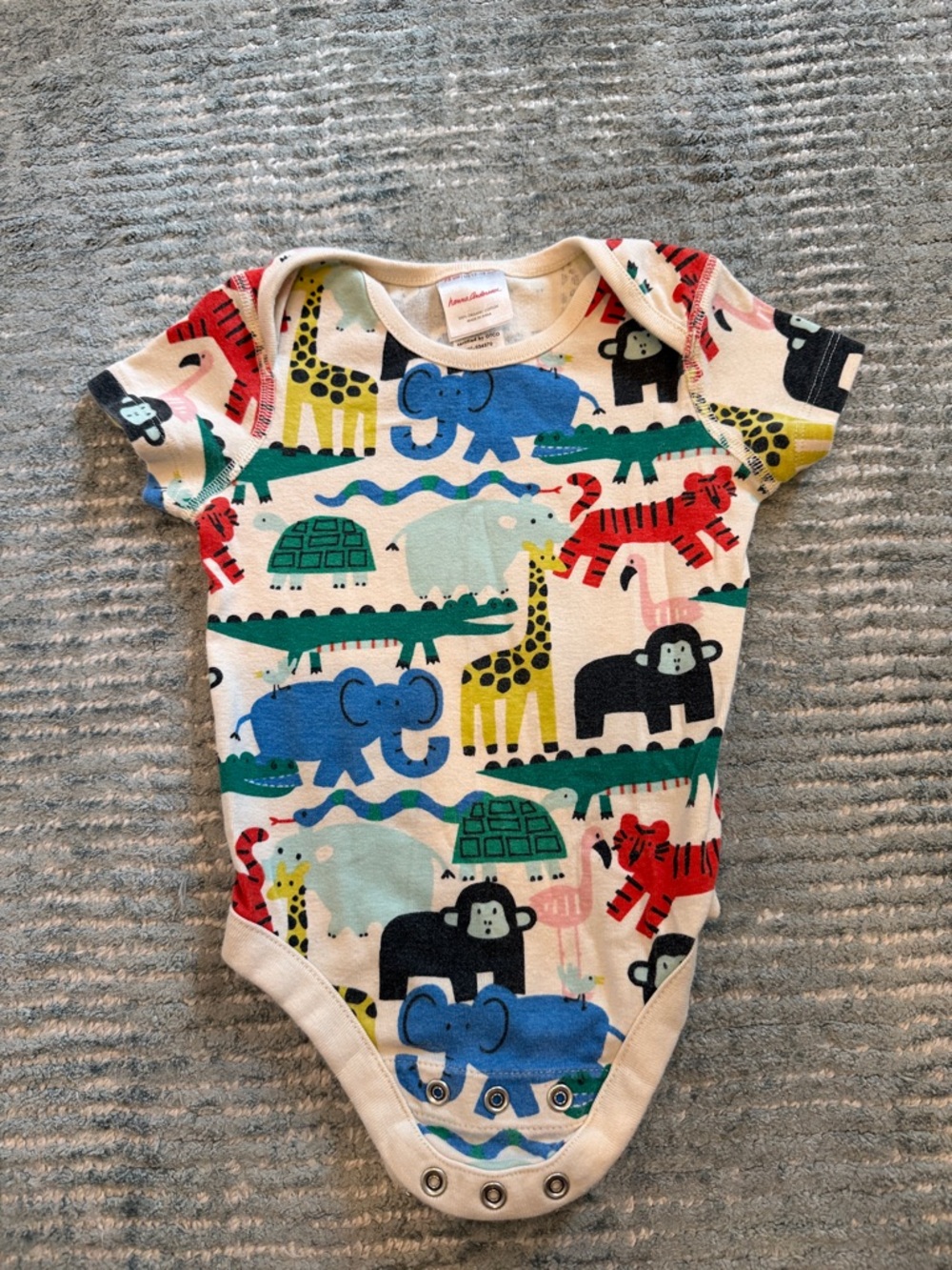 Hanna Andersson Multicolor Animal Print Short Sleeve Bodysuit